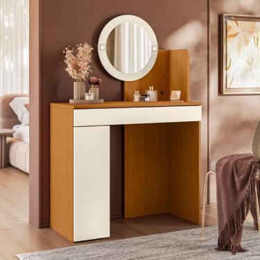 Imagem de Penteadeira Camarim 1 Gaveta Sky Cinamomo/off White