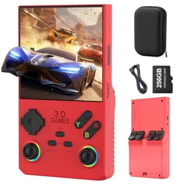 Imagem de FVBADE 【30000 in 1 V40 PRO Handheld Game Console 3.5 inch IPS Screen Mini Retro Console 3800mAh Portable Pocket Arcade 45+ Mainstream Emulator 256G TF Card Transparent(Red)