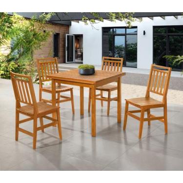 Imagem de Mesa jantar mariah com 4 cadeiras madeira maciça area externa - MULTIP