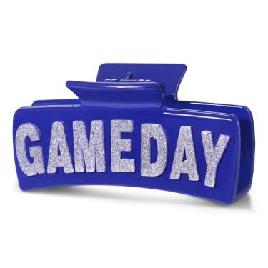 Imagem de PHALIN Grampo de cabelo feminino para dia de jogo esportivo 10 cm garra de cabelo azul branco acrílico garra acessórios de cabelo futebol mãe acessórios de cabelo roupas de dia de jogo esporte