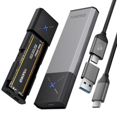 Imagem de iDSOniX Capa SSD M.2 NVMe SATA Adaptador[sem ferramentas][alumínio], caixa SSD USB 3.2 Gen2 com UASP&Trim, 10 Gbps NVMe PCIe e 6 Gbps AHCI SATA/NFF compatível com M/B+M Key Samsung Cruruz cial WD