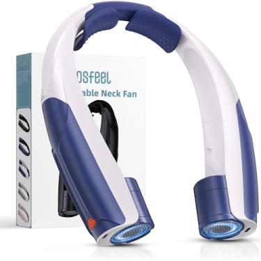 Imagem de VOSFEEL Ventilador de pescoço externo 8000RPM Hurricane Wind, ventilador pessoal portátil recarregável, bateria 20H, 6 velocidades de resfriamento ajustáveis, fluxo de ar de 360°, ventilador usável