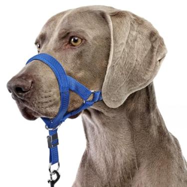 Imagem de BARKLESS Coleira de cabeça resistente para cães médios e grandes, frente única reflexiva suave com elo de segurança, coleira de focinheira de treinamento de cães de nylon ajustável para controle de