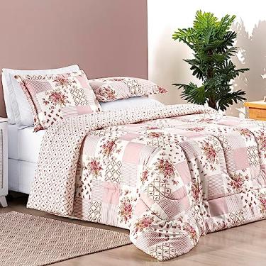 Imagem de kit edredom MACIO 3 peças vários tamanhos QUEEN KING e SUPER KING estampado (Rosa Matura, Super King)