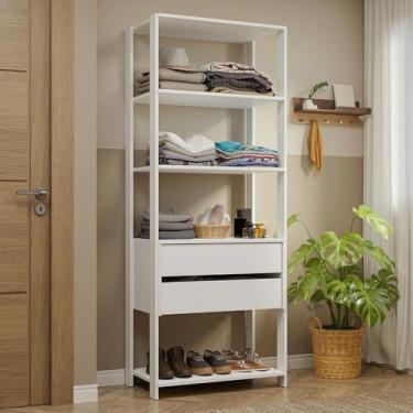 Imagem de Guarda-roupa Closet Modulado 2 Gavetas 4 Prateleiras 70cm Branco Valencia Madesa