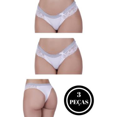 Imagem de Kit 3 Calcinha de Renda Tanga Bolinha -c4 KIT 3 SUELLEN - Bella da Ser