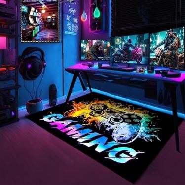 Imagem de PERFECT LASER Tapetes de área de jogos para meninos, tapetes de videogame para quarto, sala de estar, sala de jogos, tapete decorativo antiderrapante (119,4 cm x 78,7 cm)