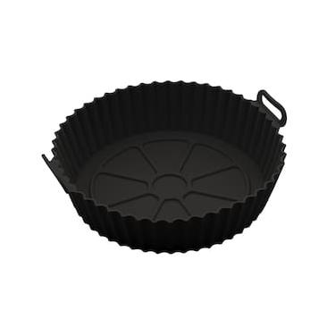 Imagem de Forma Redonda de Silicone para Air Fryer Lyor 19cm Antiaderente Flexível Resistente Preta