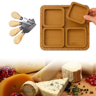 Imagem de Conjunto Kit Petisqueira Madeira e 4-Facas De Queijo