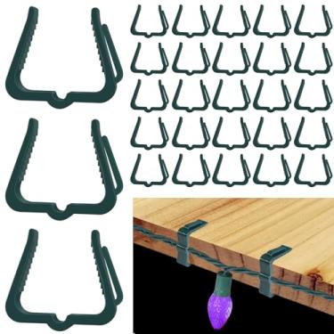 Imagem de Ganchos de luz de Natal Clipes de 3,5 cm para placa de fáscia, ganchos para decoração de Natal, cerca de calha de telhado com espessura de 2,5 cm a 3,5 cm, verde, 100 peças