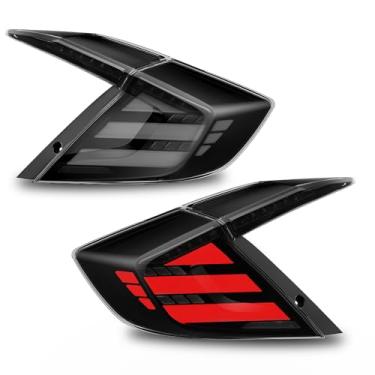 Imagem de Luzes traseiras de LED para Honda Civic Sedan 10ª geração 2016-2021, conjunto de lâmpadas traseiras traseiras com animação inicial, um par sequencial de seta de LED, fumê (não serve para Hatchback e
