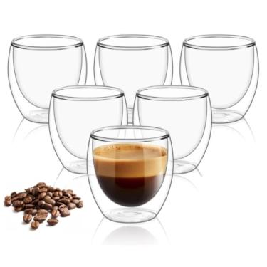 Imagem de Kit Copos Parede Dupla de Vidro 100 ml Cafe Cha Copo Duplo Isolante Térmico (6)
