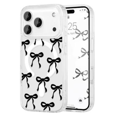 Imagem de UEEBAI Capa magnética para iPhone New Pro Max, capa de arco compatível com MagSafe, fita fina sem fio, estética, capa protetora antiamarelamento à prova de choque para mulheres e meninas - preta