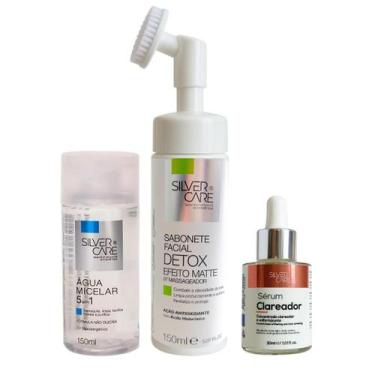 Imagem de Kit Sérum Clareador + Água Micelar + Sabonete Detox Massagem - SIlver 