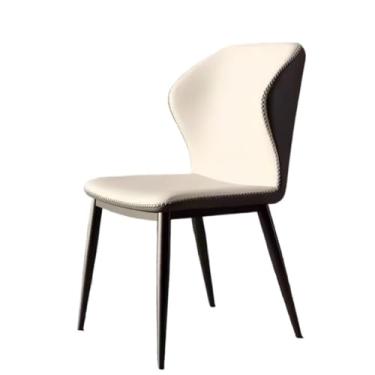 Imagem de Cadeira de jantar estofada com design ergonômico - uso doméstico e comercial (branco + cáqui)