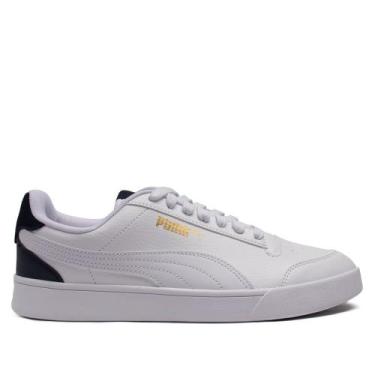 Imagem de Tênis Masculino Puma Shuffle com Recortes Branco/Marinho, Branco, Mari