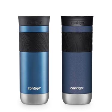 Imagem de Contigo SNAPSEAL Caneca de viagem isolada de aço inoxidável com aderência, 590 ml, cetim transparente de milho azul e baga da meia-noite