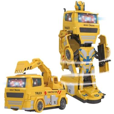 Imagem de Zoop Toys Caminhão Bate e Volta Robô Transformes Retroescavadeira Amarelo