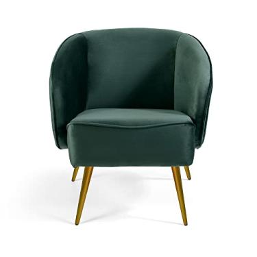 Imagem de Poltrona Agnes suede esmeralda pés palito bronze