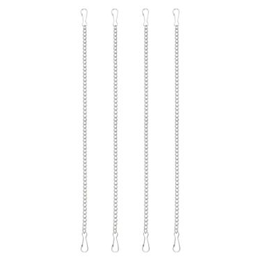 Imagem de PATIKIL 4 correntes suspensas com ganchos, ganchos de plantas de 29 cm para alimentadores de pássaros, lanternas, sinos de vento, quadros-negros e ornamentos, prata