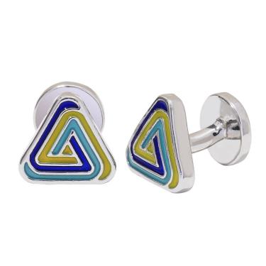 Imagem de Abotoaduras, triângulo geométrico, design de esmalte colorido