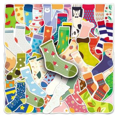 Imagem de Pacote de adesivos: meia colorida, 50 unidades de vinil impermeável - 