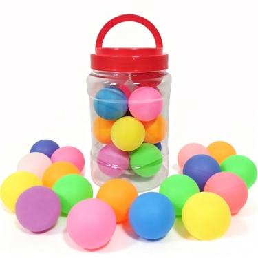 Imagem de Distlety Bolas de pingue-pongue a granel: 3 estrelas 40 mm plástico ABS colorido - pacote com 14 em um balde para crianças/prática de entusiastas de tênis de mesa - proteção ocular e exercício físico
