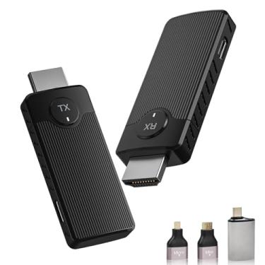 Imagem de Transmissor e receptor HDMI sem fio, plug & play portátil com adaptador, entrada de decodificação 4K 1080p suporte de saída 2,4/5G, HDMI sem fio de 50 m (165 pés) para streaming de vídeo Laptop/PC/TV