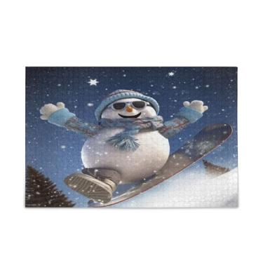 Imagem de WELLDAY Quebra-cabeça 3D boneco de neve 500 peças grande jogo de arte para adultos adolescentes