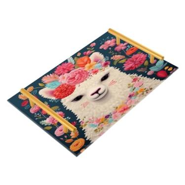Imagem de Wassud Bandeja de banheiro de ovelhas fofas bandejas de acrílico para perfume, alça de maquiagem, cômoda, quarto, cozinha, mesa, 30 x 20 cm
