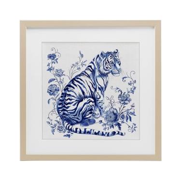 Imagem de Stupell Industries Impressão emoldurada de bétula de tigre floral tradicional ornamentada sob vidro, design por letras e forrado, 40,6 x 40,6 cm