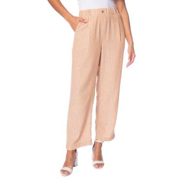 Imagem de Calça Feminina Biamar Listrada Bolsos Bege/Branco-Feminino