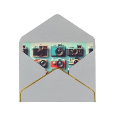 Imagem de SKKNT Coleção de câmera retrô Cool Cartões de felicitações para todas as ocasiões, convites de festa de aniversário de casamento, 12,7 x 15,2 cm