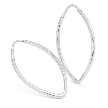 Imagem de Brinco De Prata 925 Argola Oval 3,5cm Fio Quadrado Feminina - Loja das