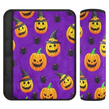 Imagem de Burbuja Capa para cinto de segurança de carro Halloween Pumpkins Protetor de cinto de segurança de carro macio confortável para alça de ombro de assento, 1 par pequeno