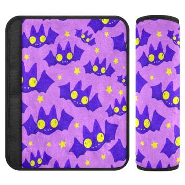 Imagem de Burbuja Capa para cinto de segurança de carro morcegos com olhos grandes, protetor de cinto de segurança macio confortável para alça de ombro de assento, 1 par médio