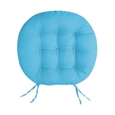 Imagem de Almofada Futon Redonda para Assento de Cadeira 40x40 cm com 9 Furos Almofada de Cadeira Decorativa e Confortável (Azul Turquesa)