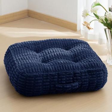 Imagem de Almofada lavável de 15,2 cm para adultos, almofada de meditação, capa de veludo cotelê misturada tufada removível, grande piso quadrado sentado para sala de estar ou ioga, 55 x 55 cm, lavável na