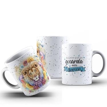 Imagem de Caneca Aquele Que Te Guarda Não Dorme Frase Cristã Porcelana 325ML