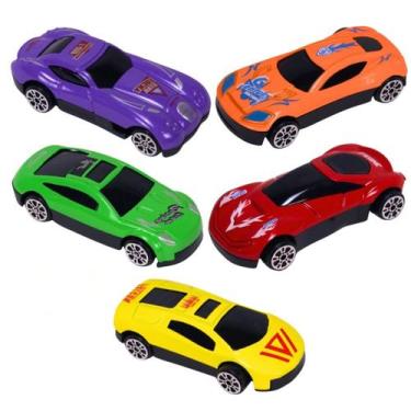 Imagem de Kit 5 Carrinhos Miniatura Esportivo Roda Livre Metal Sortidos Escala 1