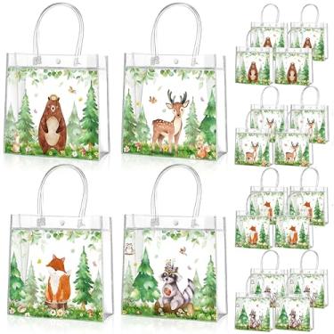 Imagem de Aliceset 20 peças de sacos de brindes de festa de animais da floresta com alças de animais da floresta, sacos de doces, lembrancinhas temáticas para aniversário, suprimentos de decoração de chá de