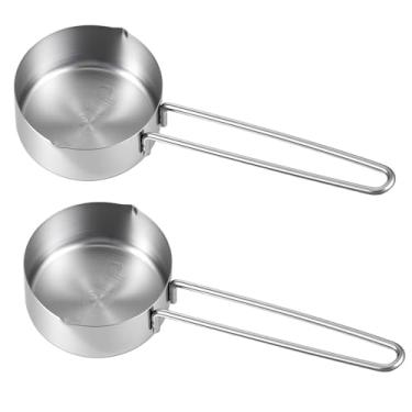 Imagem de Ouligay 2 peças 1/4 xícara de copo medidor de 60 ml copos medidores de aço inoxidável 56,7 g colher de chá medida colher de líquido colher de medida para café, cozinhar, assar, lavável na lava-louças