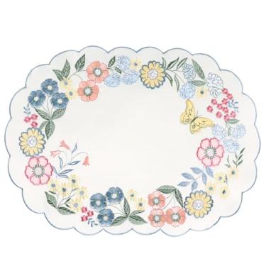 Imagem de Conjunto de 4 jogos americanos de primavera, bordados, flores rosa, Páscoa, sazonais, recortado, borboleta, verão, flores, jantar, decoração de mesa de centro