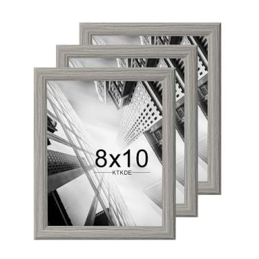 Imagem de KTKDE Conjunto de 3 porta-retratos de 20 x 25 cm, vidro cinza resistente a estilhaçamento, pendurar na parede vertical e horizontal para exibição de parede ou tapletop, porta-retrato de galeria de