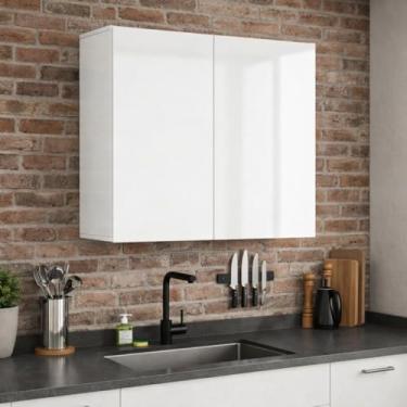 Imagem de Armario Aereo Suspenso Cozinha Lavanderia 2 Portas MDP Suiça (SUIÇA BRANCO)