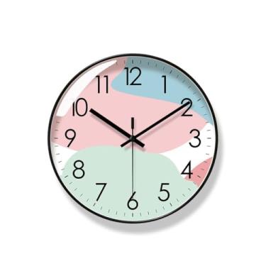 Imagem de Relógio de parede relógio de parede relógio de sala de estar pendurado na parede simples bloco de cores relógio nórdico relógio de quartzo silencioso relógio de parede para quarto (A)