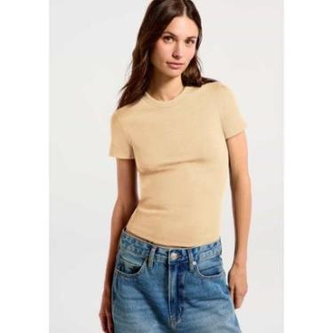 Imagem de Blusa Feminina Manga Curta Slim Em Ribana-Feminino