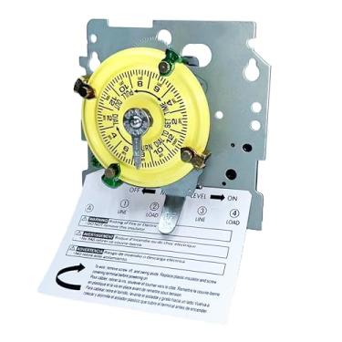 Imagem de Interruptor de horário mecânico T104M, interruptor de horário 208-277 VAC 5HP 40A DPST, 24 horas 12 ON/OFF, apenas mecanismo, temporizador eletromecânico resistente para uso externo/interno para bomba