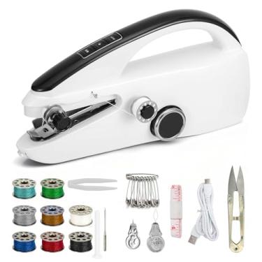 Imagem de JLIAN MIOR Mini máquina de costura portátil para iniciantes, fácil de usar, costura rápida — perfeita para roupas, tecidos e reparos domésticos rápidos para mãe, aniversário, dia dos namorados e Natal