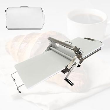 Imagem de Folha de massa dobrável, máquina de enrolar massa manual dobrável com espessura ajustável de 0 a 25 mm, rolo de pastelaria portátil de aço inoxidável para padaria doméstica comercial, massa folhada e